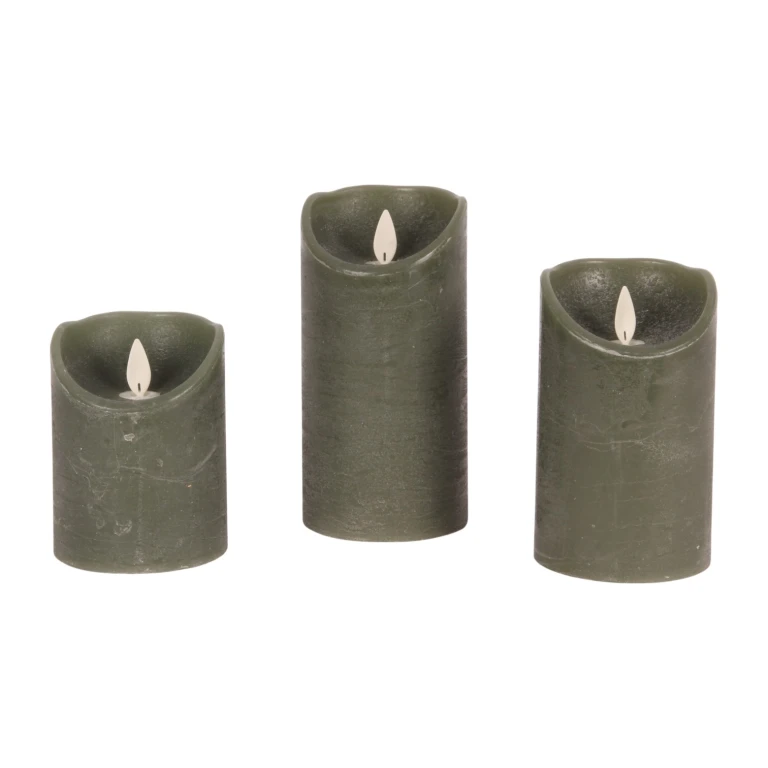 LED-Kerzen Wax - Grün - Set aus 3