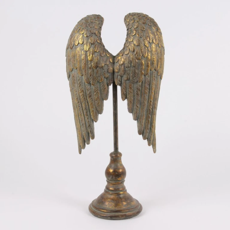 Flügel auf Sockel – Gold – 51 cm – Kunstharz