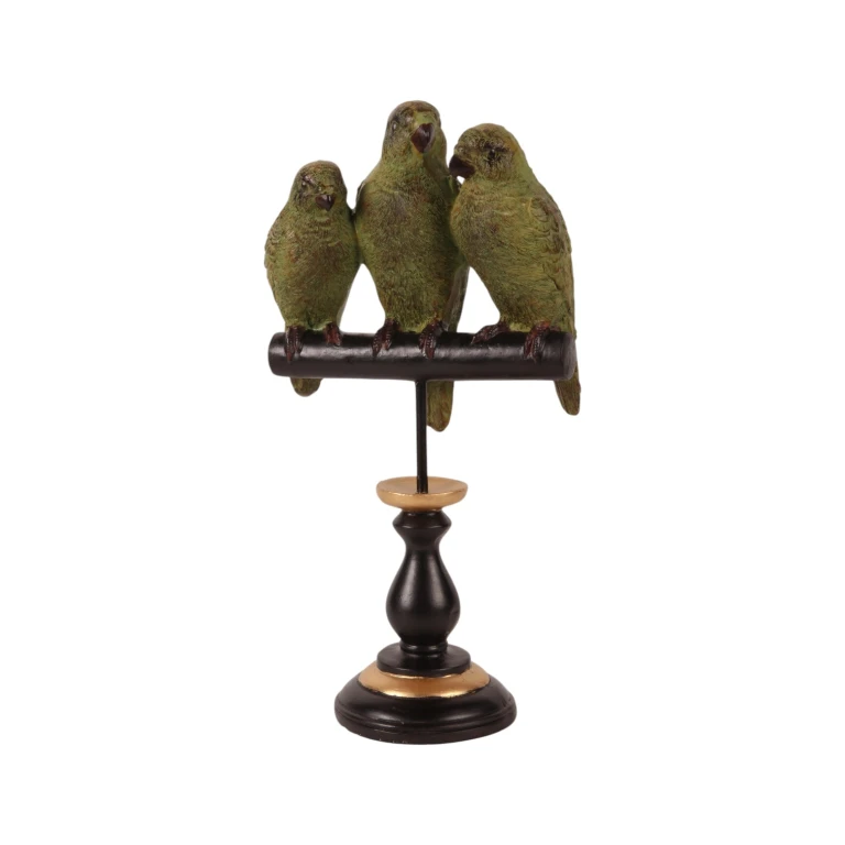 Papageienfigur auf Fuß - Grün - 33 cm
