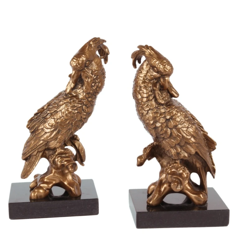 Papagei auf Sockel – Messing – 28 cm