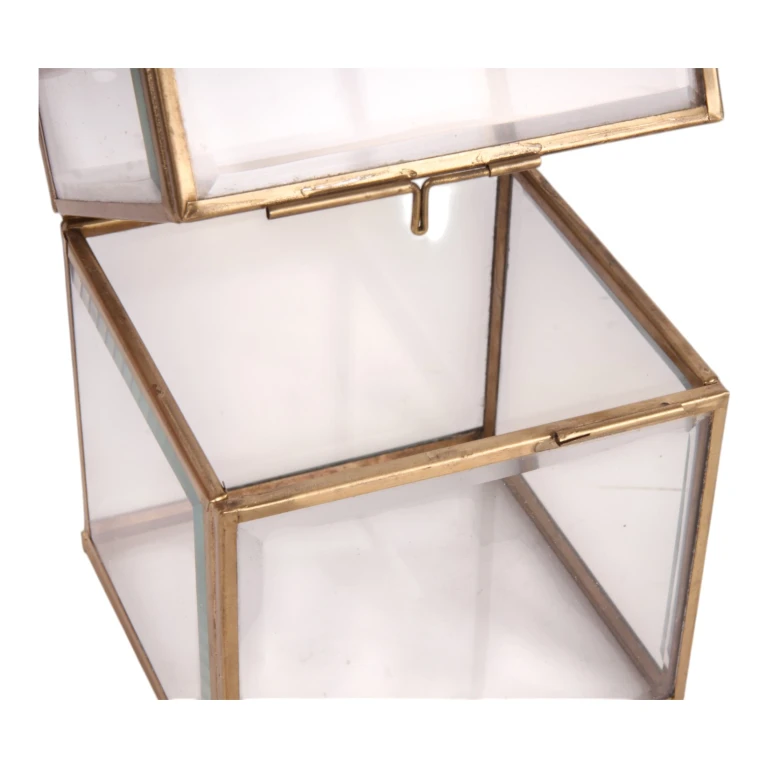 Schmuckschatulle 10x10x13 cm – Gold – Messing und Glas