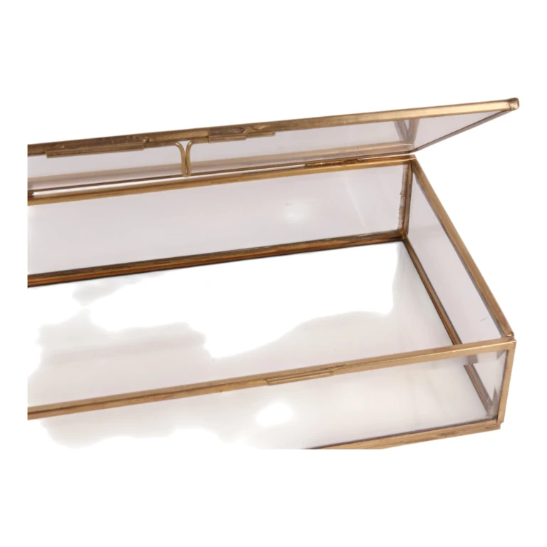 Schmuckschatulle 20x20x8 cm – Gold – Messing und Glas