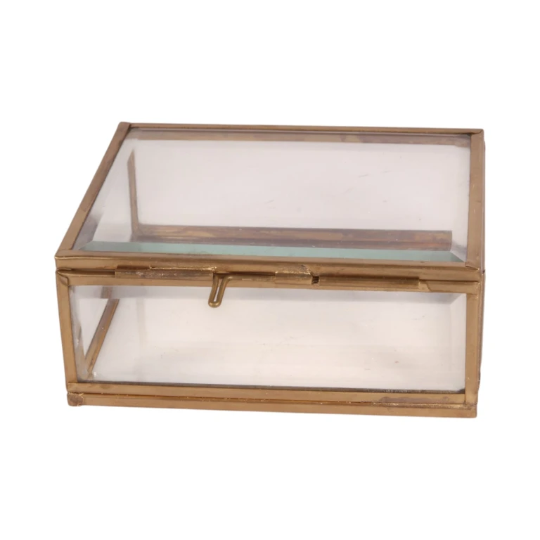 Schmuckdose 11 x 9 x 4,5 cm – Gold – Messing und Glas