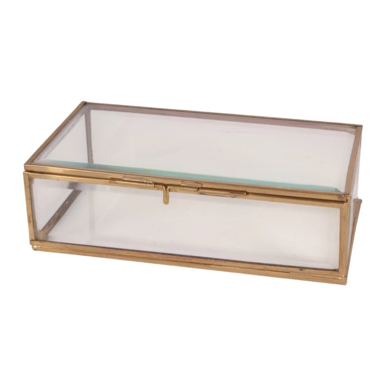 Schmuckschatulle 17,5 x 10 x 5,5 cm – Gold – Messing und Glas
