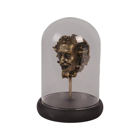 Bacchus-figuur met glazen stolp - goud - 23 cm - kunsthars