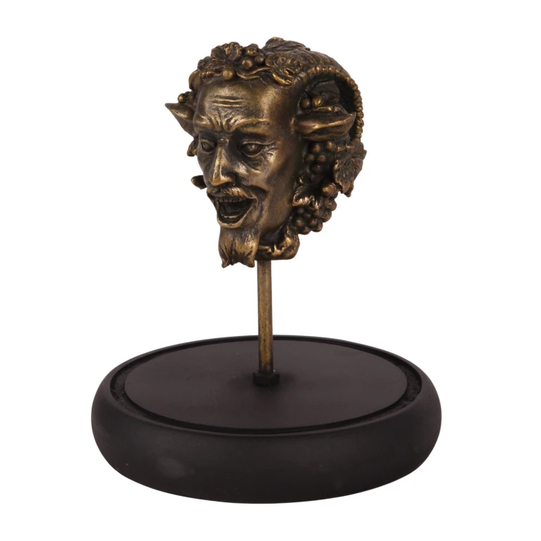 Bacchus-Figur mit Glasglocke – Gold – 23 cm – Kunstharz