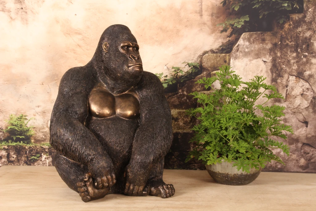 Gorilla-Statue – Gold – 61 cm