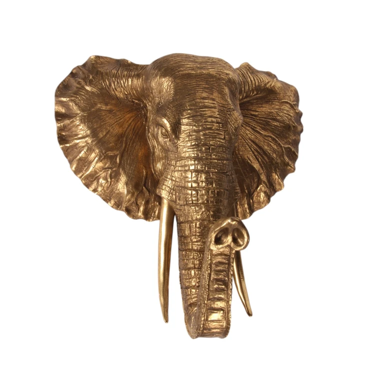 Wandornament Elefant – Gold – 23 cm – Kunstharz