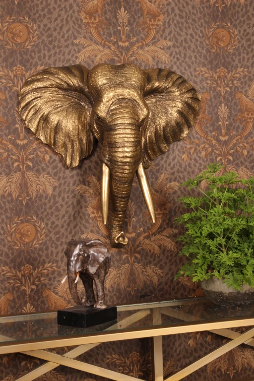 Wandornament Elefant – Gold – 61 cm – Kunstharz