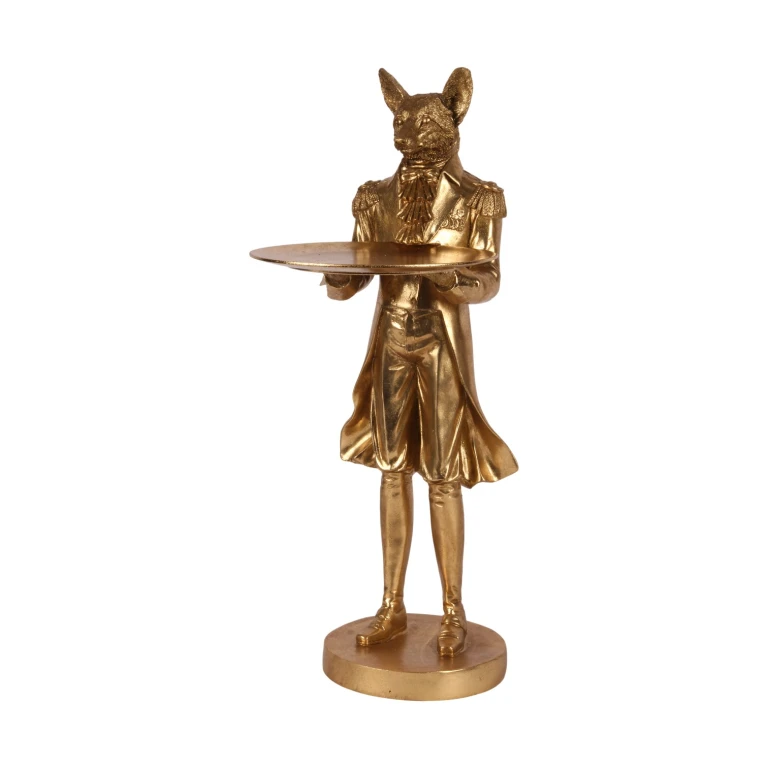 Fuchs mit Tablett – Gold – 54,5 cm