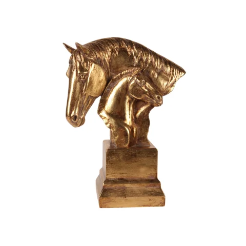 Beeld paardenhoofden - goud - 30 cm