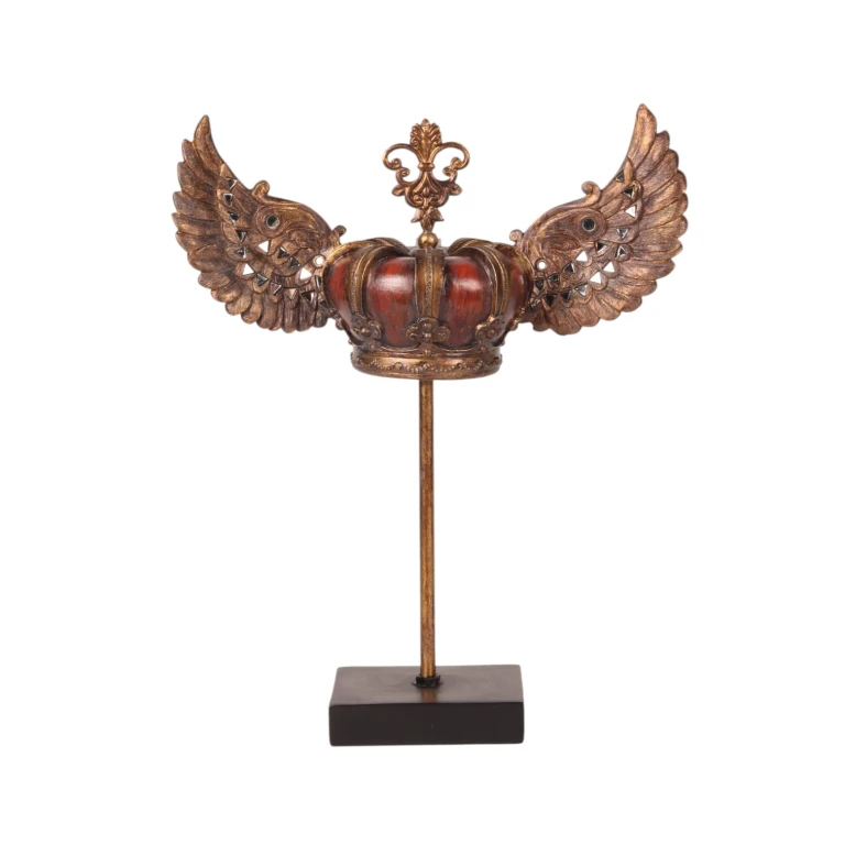 Krone auf Ständer – rot/gold – 36,5 cm – Kunstharz