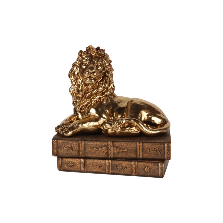 Löwenfigur für Bücher - Gold - 21 cm