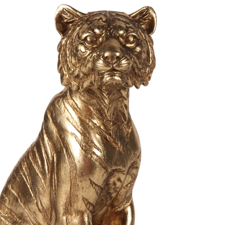 Tigerfigur auf Büchern – Gold – 29 cm