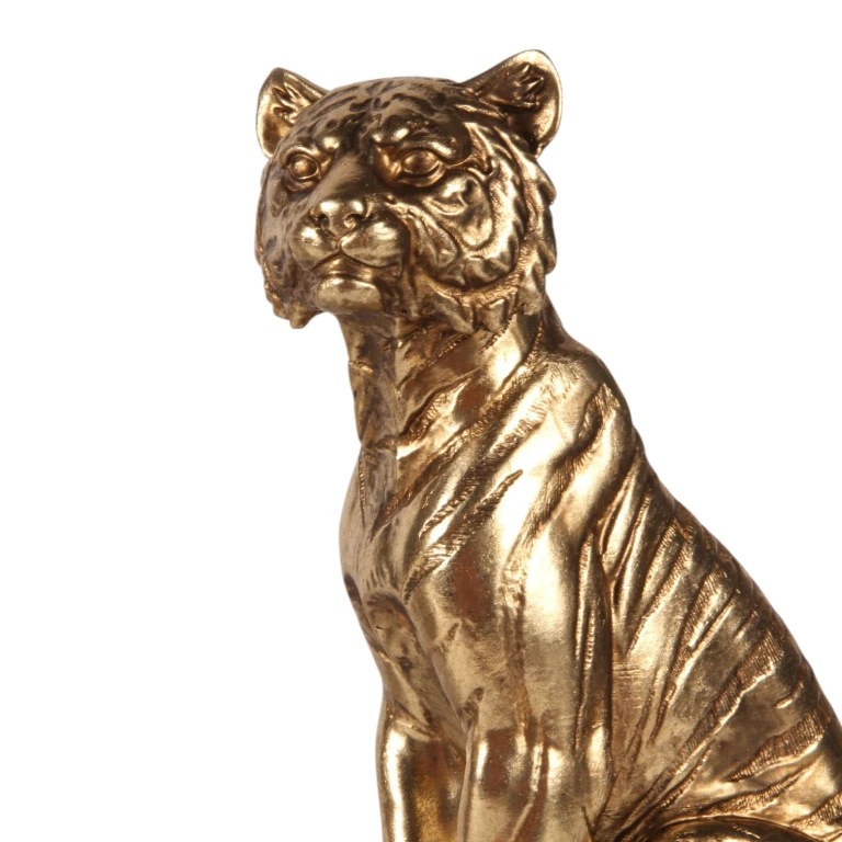 Tigerfigur auf Büchern – Gold – 29 cm
