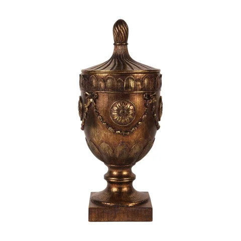 Decoratieve pot met deksel - goud - 44 cm