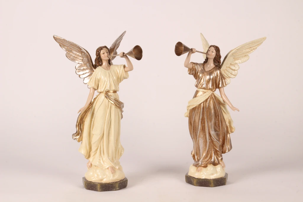 Engel-Statue – Beige – 41 cm – Kunstharz
