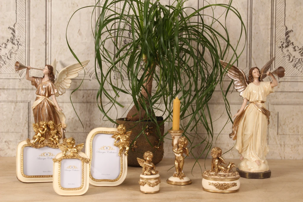 Engel-Statue – Beige – 41 cm – Kunstharz