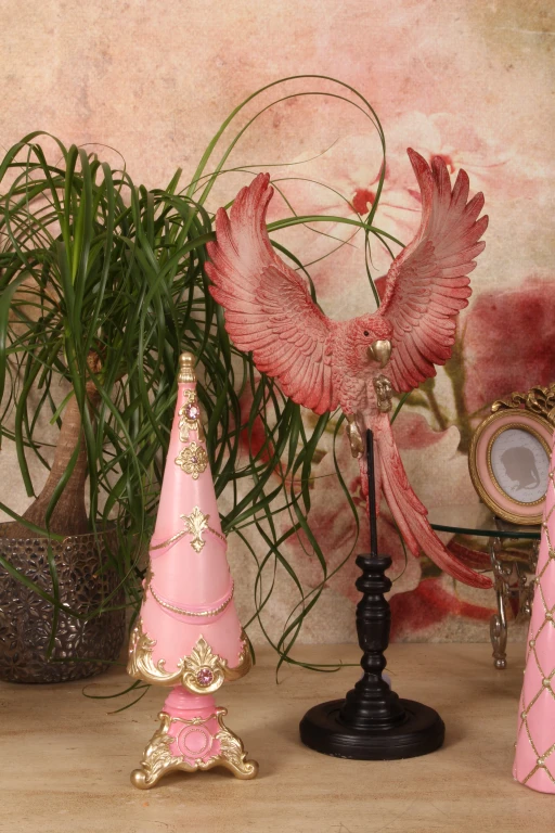 Papagei auf Stab – rosa – 52,5 cm
