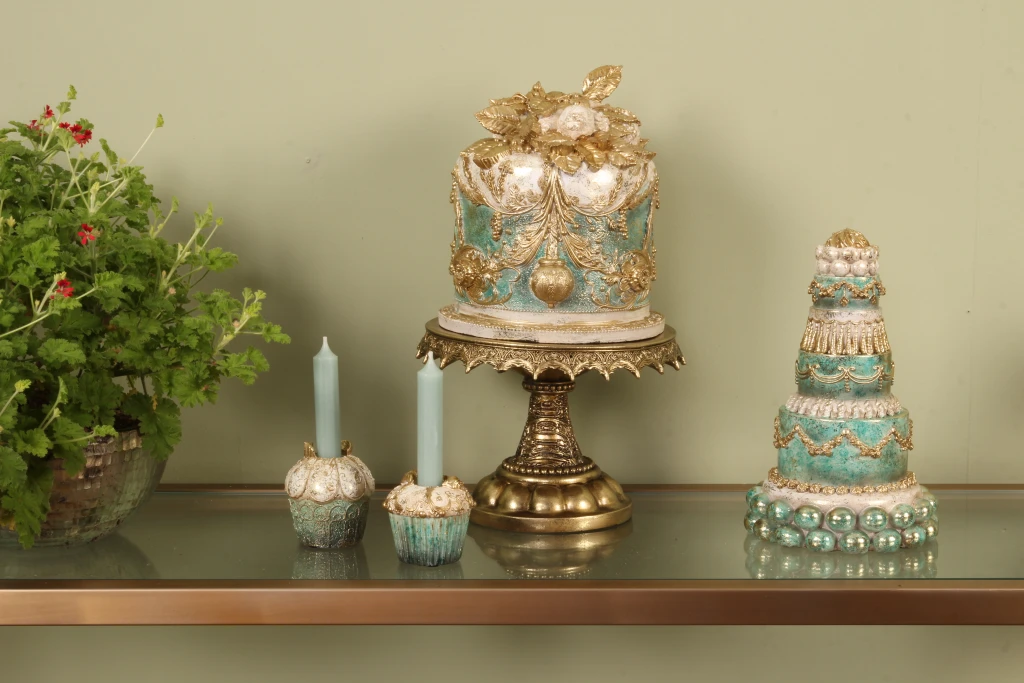 Tortenplatte 30 cm Gold Kunstharz