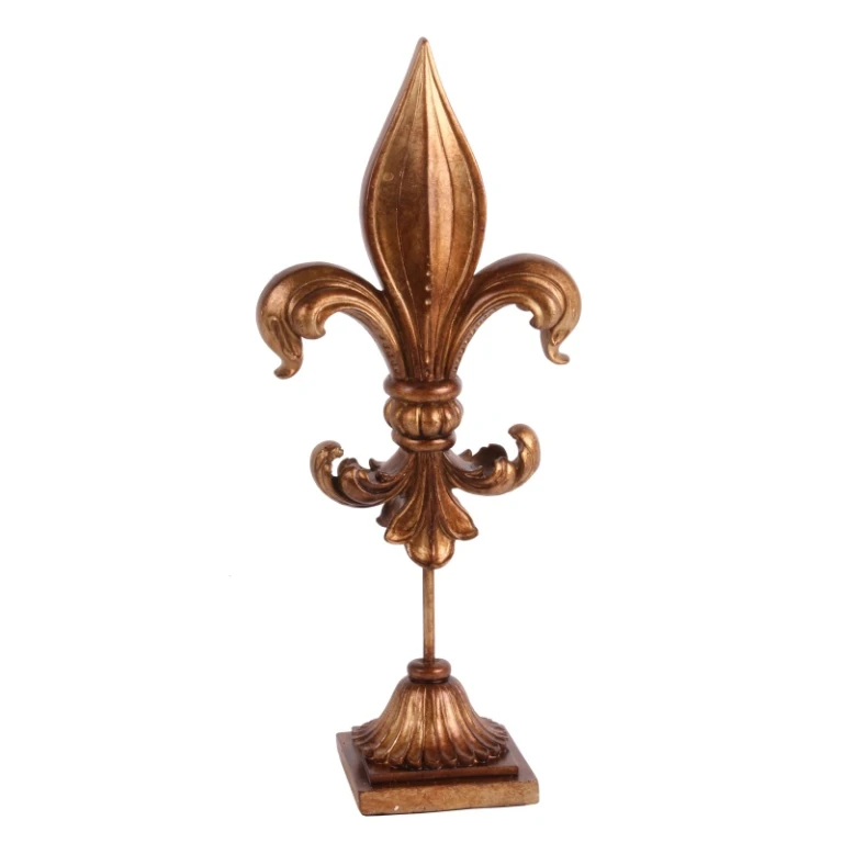 Fleur-de-lis auf Sockel – Gold – 38 cm – Kunstharz