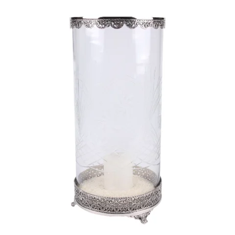 Windlicht Fadida 45 cm - Zilver - Koper / Glas
