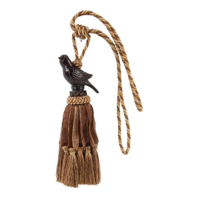 Vorhangbürste Vogel - 62 cm - braun - Stoff