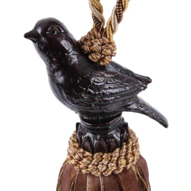 Vorhangbürste Vogel - 62 cm - braun - Stoff