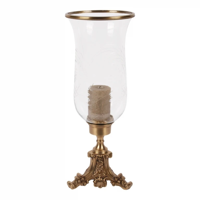 Windlicht Vanna – 57 cm – Gold – Messing und Glas