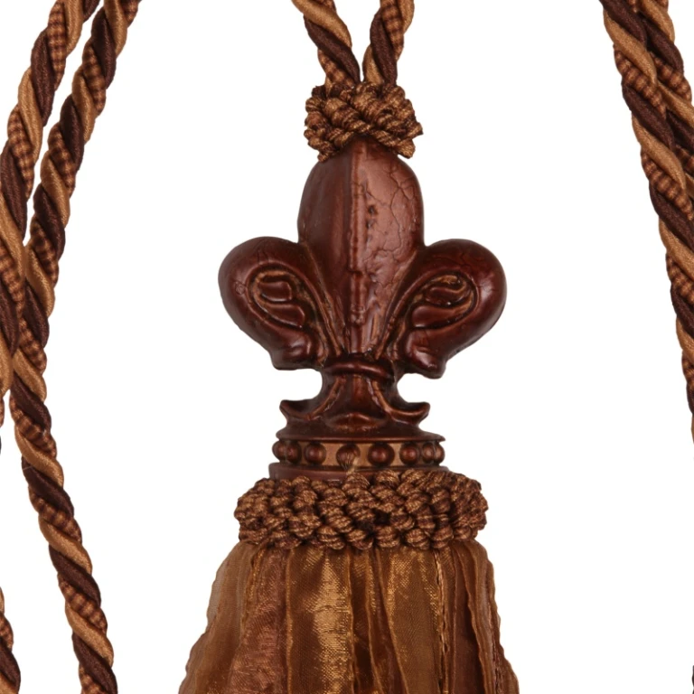 Vorhangbürste Fleur de Lis - 70 cm - braun - Stoff