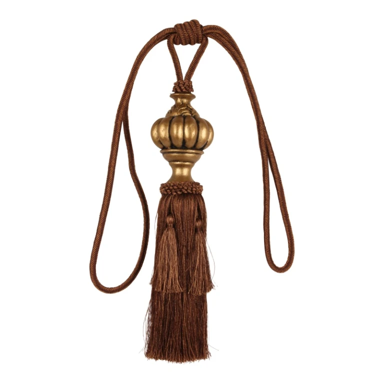 Curtain tassel - 45 cm - brown - polyester - 1 piece