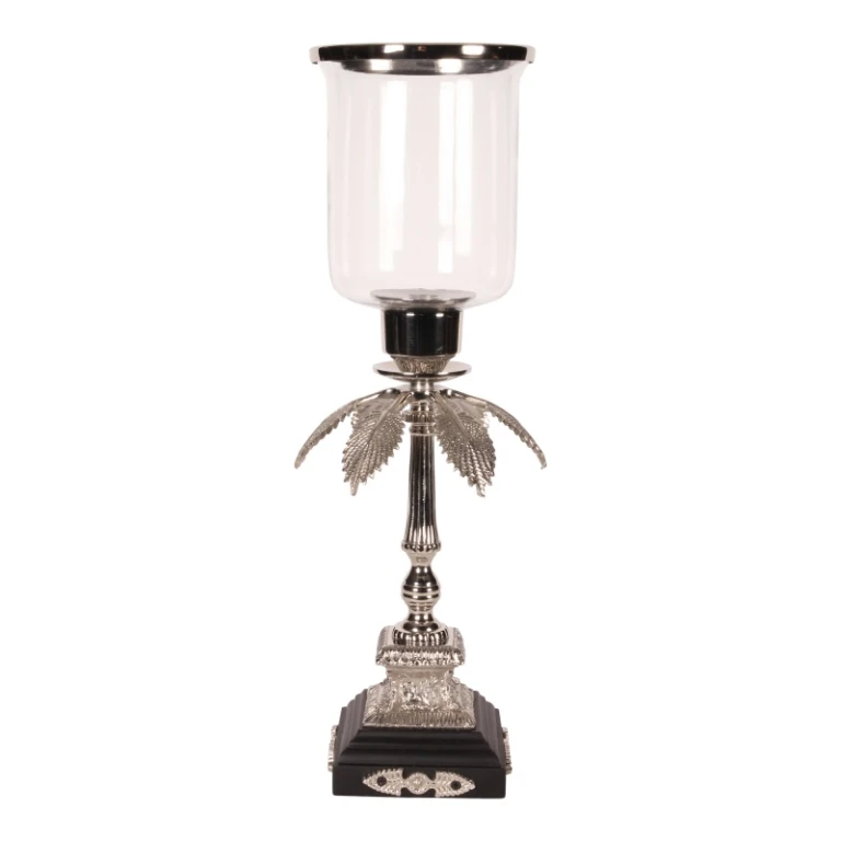 Windlicht - 60 cm - Silber - Messing und Glas