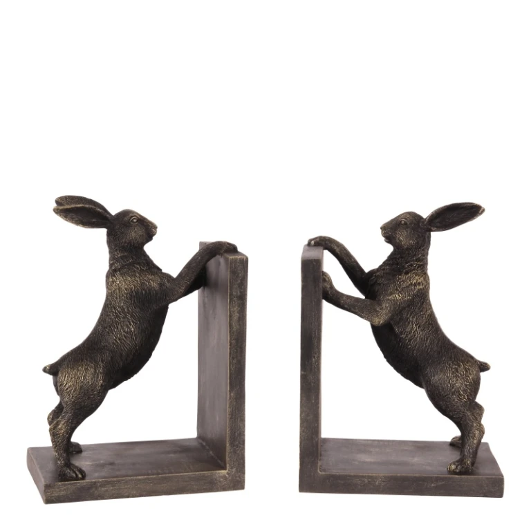 Buchstütze Hase - Gold - Kunstharz - 1 Stück
