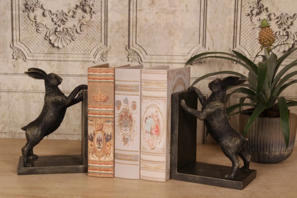 Buchstütze Hase - Gold - Kunstharz - 1 Stück