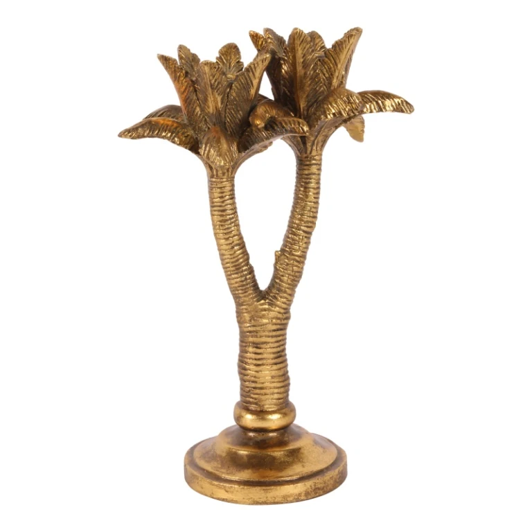 Kerzenständer Palmenbaum - 24 cm - Gold - Kunstharz