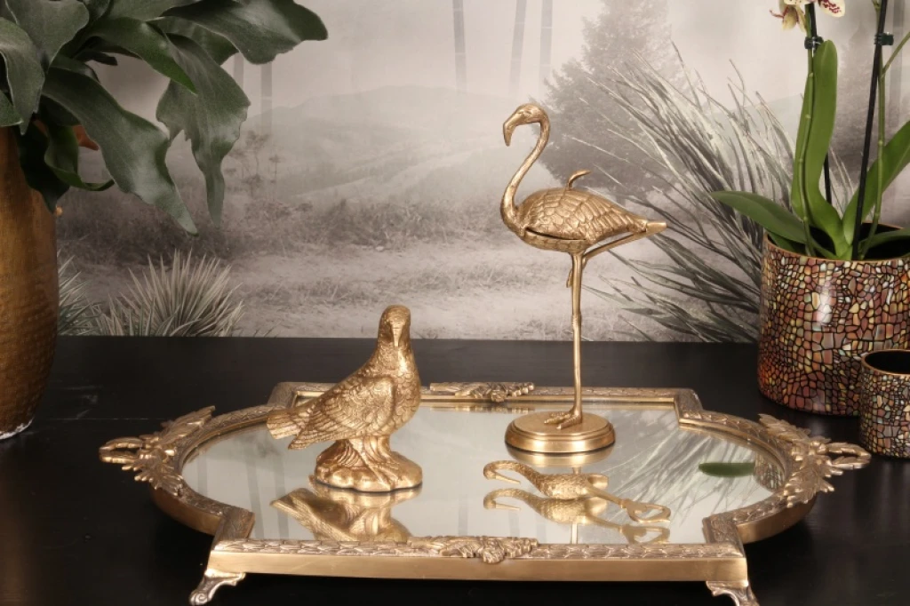 Aufbewahrungsbox Flamingo - 29 cm - Gold - Messing