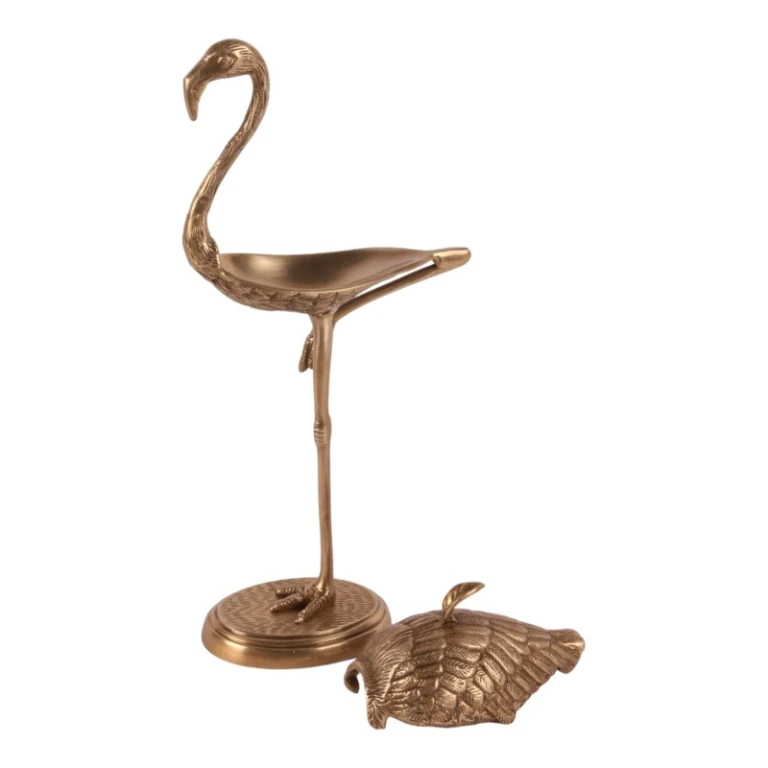 Aufbewahrungsbox Flamingo - 29 cm - Gold - Messing