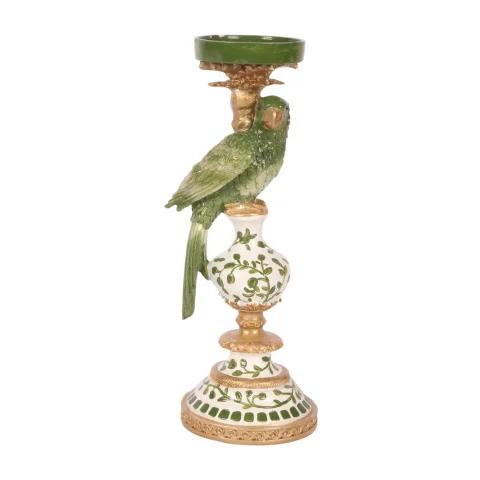 Kandelaar Papegaai 32 cm - Groen - Resin