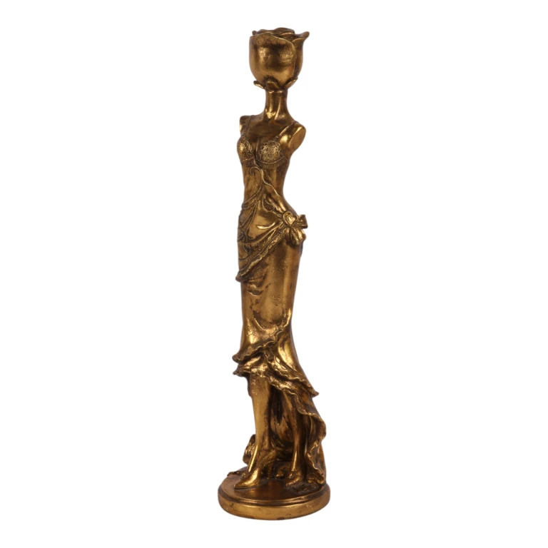 Kerzenständer Frau - 40,5 cm - Gold - Kunstharz