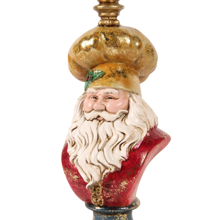 Kerzenständer Weihnachtsmann - 25 cm - Gold - Kunstharz