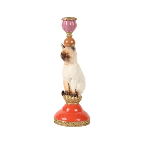 Kandelaar Kat 26 cm - Multi - Resin