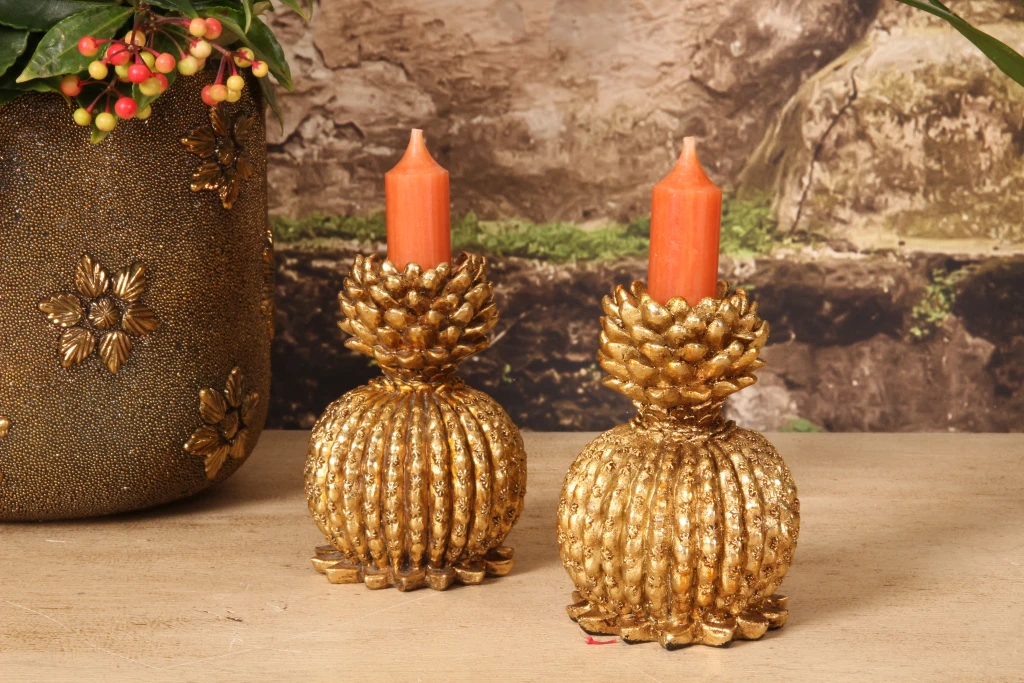Kerzenständer Antik - 10,5 cm - Gold - Kunstharz
