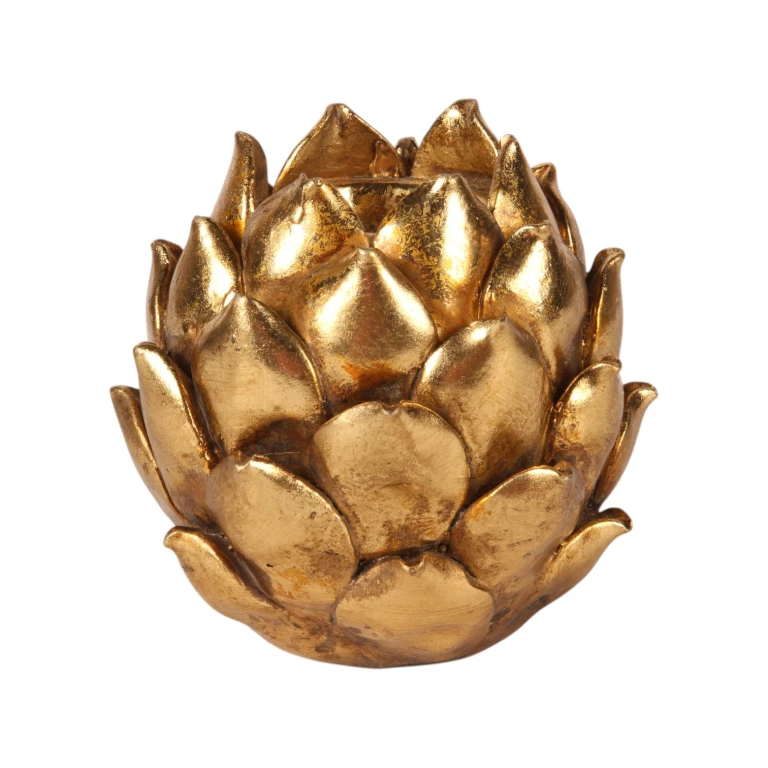 Kerzenständer Blume - 11 cm - Gold - Kunstharz