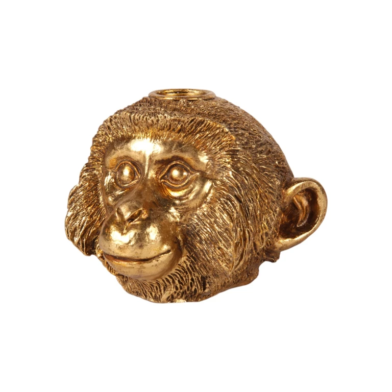 Kerzenständer Affe - 9 cm - Gold - Kunstharz