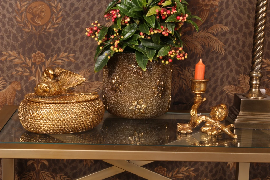 Kerzenständer Vogel - 12 cm - Gold - Kunstharz