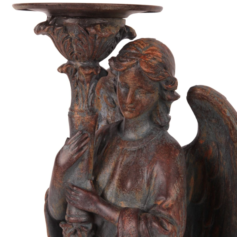 Engelkerzehalter - 40 cm - antikbraun - Kunstharz