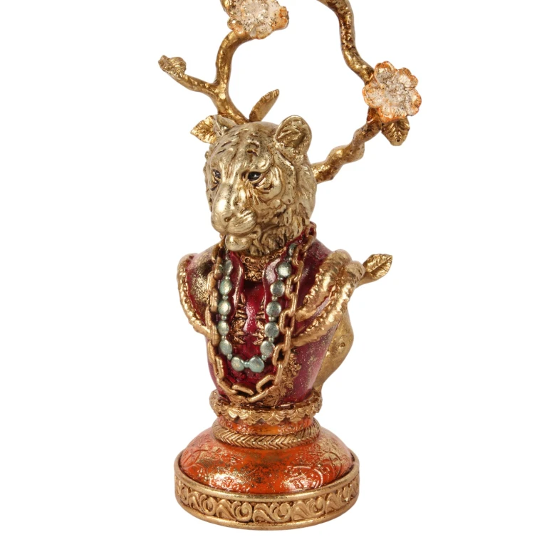 Kerzenständer Löwe - 31 cm - Gold - Kunstharz