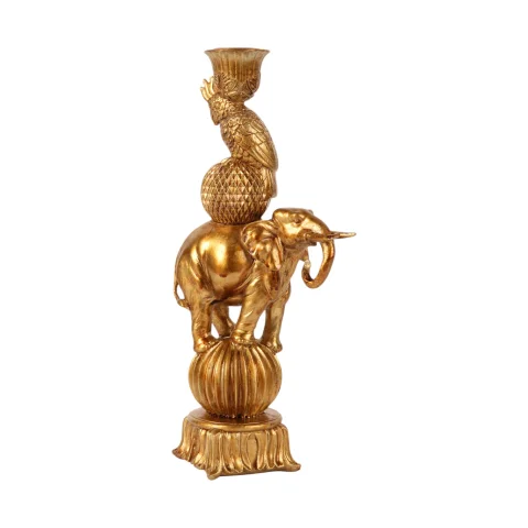 Kandelaar Olifant 27 cm - Goud - Resin