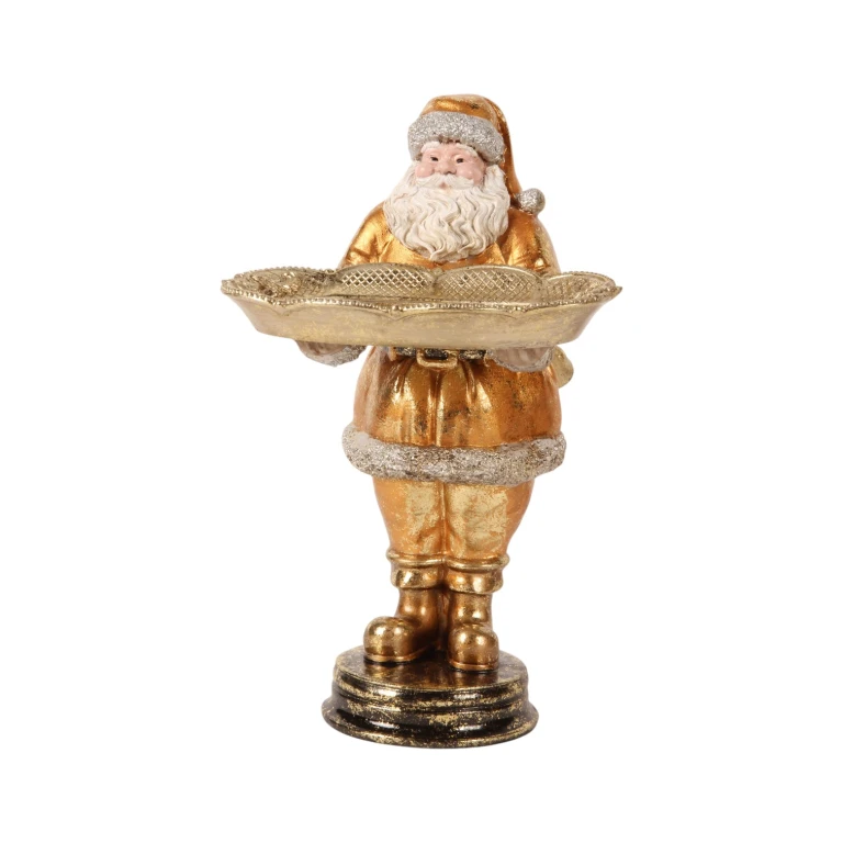 Weihnachtsmann mit Schale - Gold - 24 cm