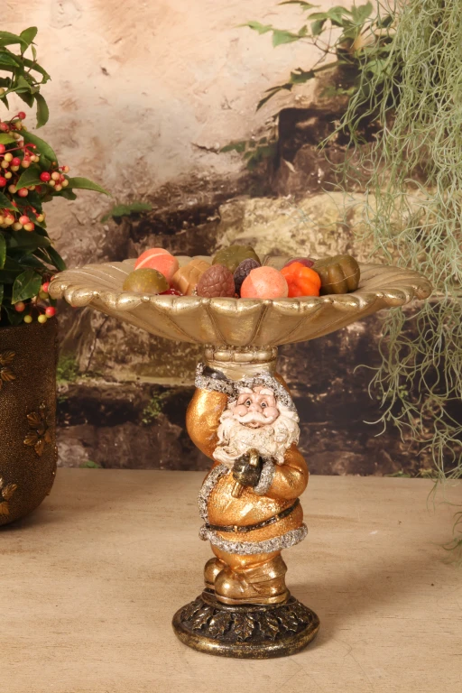 Dekatschale Weihnachtsmann – Gold – Kunstharz – 24 cm – 1 Stück